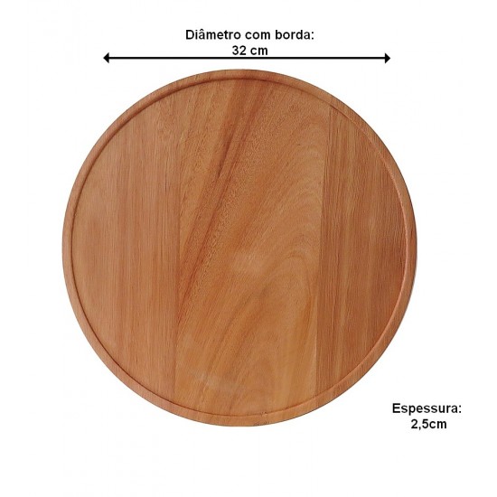 Prato 32cm Para Pizza Madeira Torneados Henrique